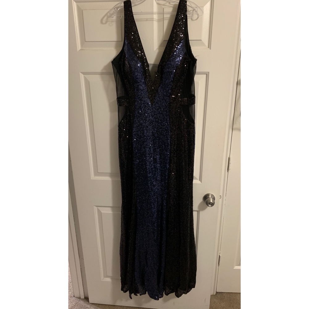 Black and Navy Blue Sequence Dress